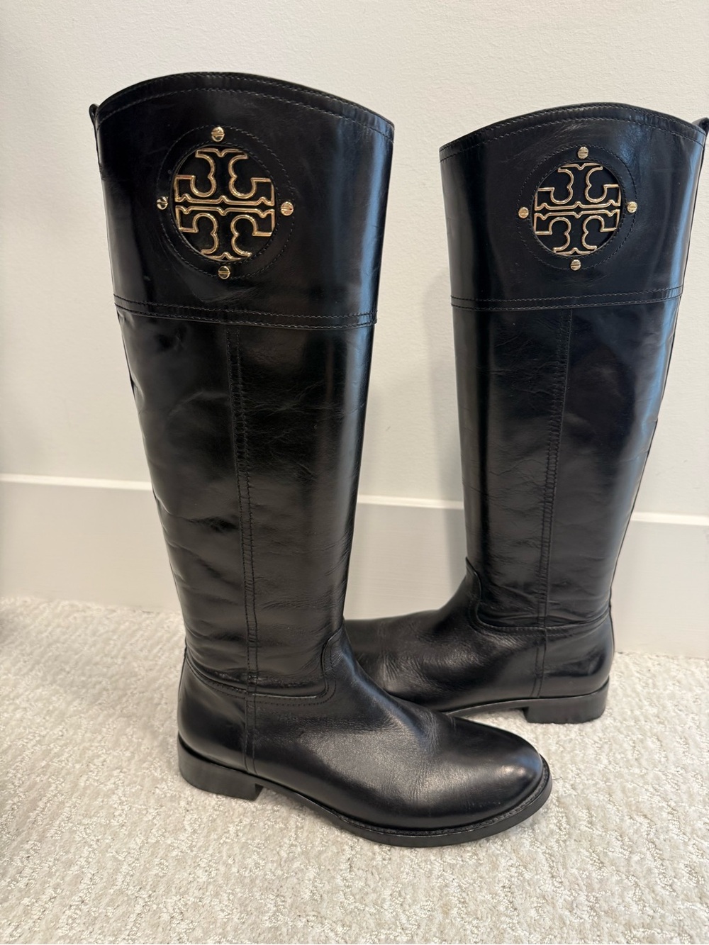 Tory Burch Black Leather Boots 7.5